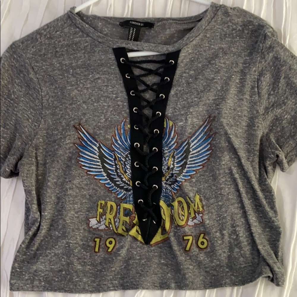 Cropped, lace up TShirt